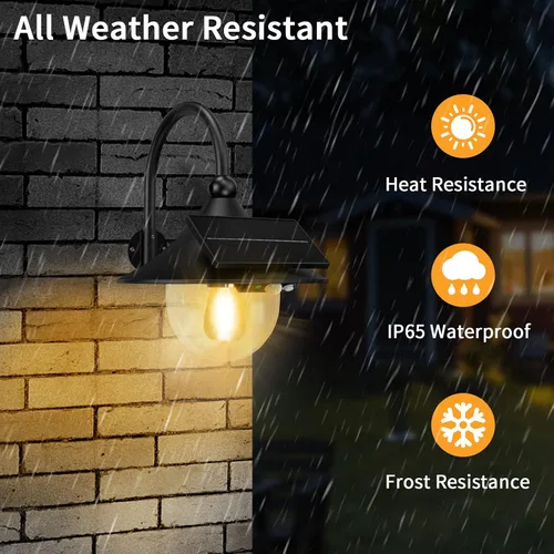 Vista 5 de Auzev Farolas Solares para Exteriores Luz Solar Retro de Granja con 3 Modos de Iluminación y Sensor de Movimiento, Montaje en Pared Impermeable