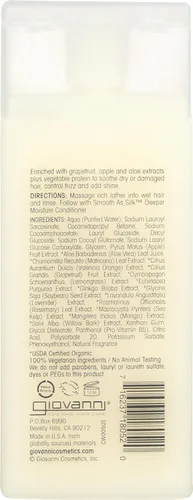Vista 2 de Giovanni Smooth As Silk™ Champú de humedad profunda- 2 fl oz Apple + Aloe Extracts, Calms Frizz, Wash & Go, Lauryl & Laureth Sulfate Free