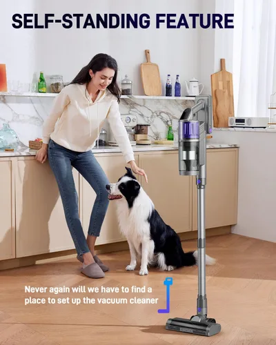 Vista 6 de Aspiradora Inalámbrica, Aspiradoras para el Hogar, 45KPA 550W Palo Portátil de Mano 60 Minutos de Duración Batería Recargable para Pelo de Mascotas