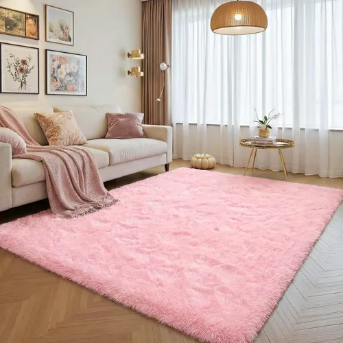 Vista 34 de junovo Alfombra de área lavable y antideslizante, alfombras de área pequeñas y esponjosas, alfombra peluda para sala de estar, alfombra suave