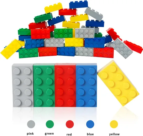 Vista 2 de Bloque de construcción multicolor, 121 piezas de 2 x 4, compatible con bloques de construcción clásicos, juguetes creativos de bloques