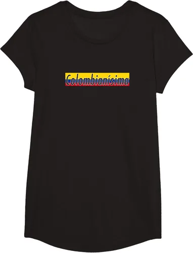Vista 4 de Camisas Colombianisima Colombia para mujer Bandera de Colombia, Negro, S