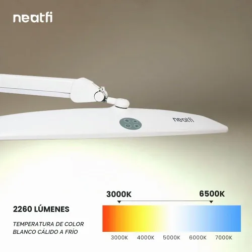 Vista 2 de Neatfi Elite HD XL - Lámpara de trabajo 22 pulgadas de ancho 2,260 lúmenes 3 modos de temperatura de color Lámpara de escritorio con Blanco