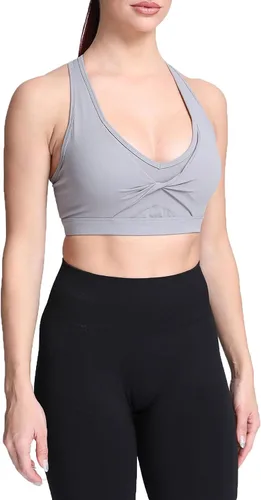 Vista 2 de Aoxjox Sujetadores deportivos Twist para mujer, entrenamiento, fitness, elegancia, cuello en V, espalda cruzada, yoga, ombliguera