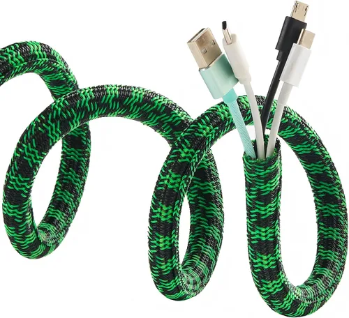 Vista 12 de Funda para Cables de 1/2" x 3.05m Negra/Blanca - Protege los Cables de las Mascotas y Organiza los Alambres - Estilo Moderno - Material de Poliéster
