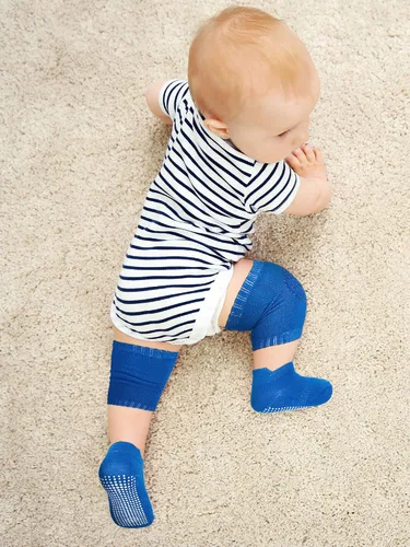 Vista 4 de 10 Pairs Baby Crawling Anti Slip Knee Pads and Anti Slip Baby Socks Set Unisex Toddler Knee Protectors Non Slip Ankle Socks