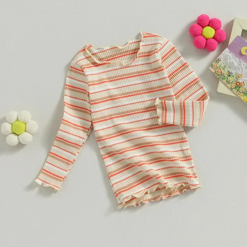 Vista 2 de Camiseta de manga larga cálida para bebés y niñas pequeñas, ropa básica para otoño e invierno