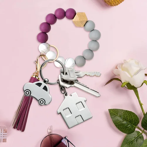 Vista 5 de Pulsera con cuentas de silicona para mujer llavero