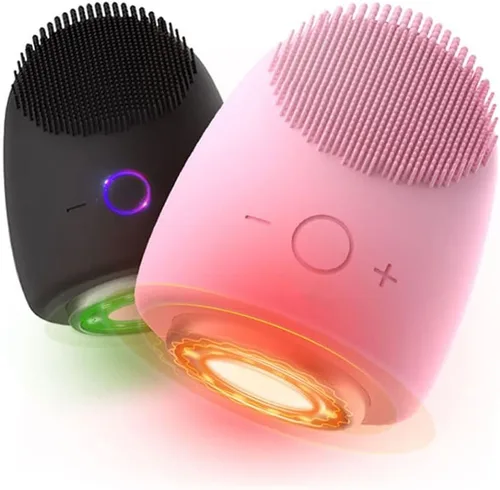 Vista 6 de Cepillo de limpieza facial calentado, limpiador facial impermeable para limpieza profunda, cepillo facial suave masaje exfoliante, 9 velocidades