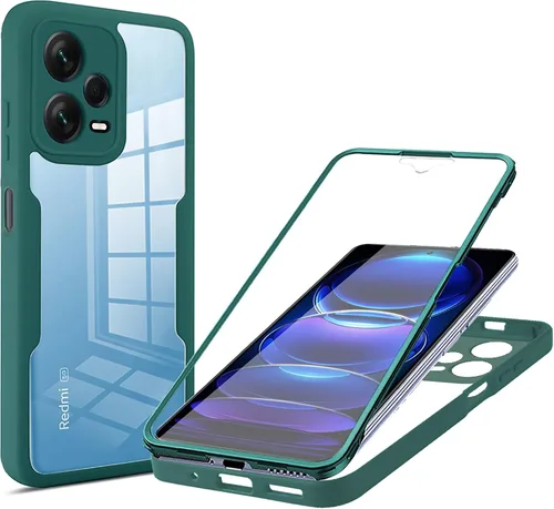 Vista 11 de CCSamll - Funda transparente para Xiaomi Redmi Note 12 Pro 5G con protector de pantalla, cuerpo completo, a prueba de golpes, delgada, cristal,