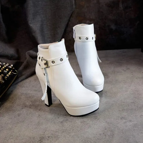 Vista 17 de Scaoruki Zapatos de otoño de moda para mujer, botines de tacón de bloque