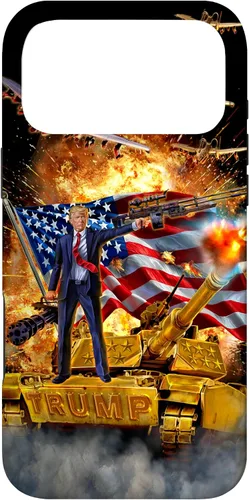 Vista 22 de iPhone 16 Presidente Donald Trump monta una funda dorada