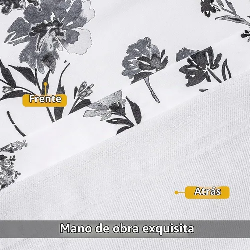 Vista 4 de DriftAway Sylvia - Cortina opaca con aislamiento térmico y estampado de acuarela, con estampado de hierbas botánicas florales, bolsillo para barra