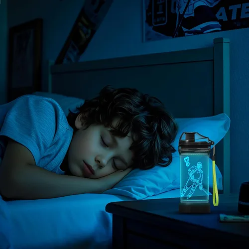 Vista 5 de YuanDian Regalos de hockey para niños, botella de agua con luz LED - 14 onzas Tritan libre de BPA ecológica - Copas deportivas LED geniales, regalo