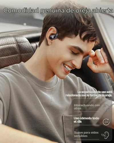 Vista 7 de Auriculares de oreja abierta, verdaderos auriculares inalámbricos con ganchos para los oídos, auriculares de conducción de aire, control táctil