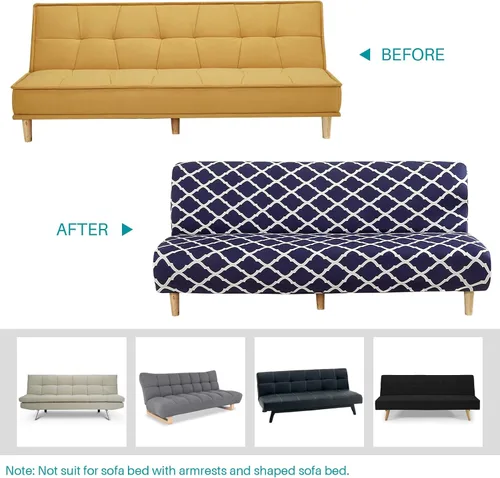 Vista 4 de Funda elástica para futón, funda de sofá para futón, funda de sofá sin brazos, funda plegable para sofá cama sin reposabrazos, funda universal