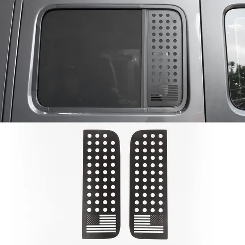 Vista 9 de Hoolcar Calcomanías para ventana de puerta trasera, cubierta de panel de vidrio de aleación de aluminio para Jeep Wrangler JL 2018-2021 y Unlimited