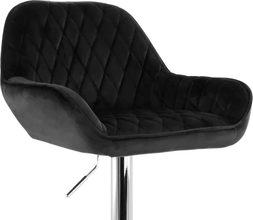 Vista 7 de Elama Taburetes de bar de terciopelo ajustables de 2 piezas en negro con base cromada, (ELM-221E)