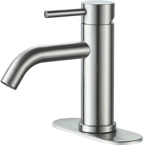 Vista 8 de GENBONS Grifos de Baño, Grifo de Fregadero de Baño de Un Solo Agujero Níquel Cepillado, Grifo Moderno de Fregadero de Tocador de Una Sola Manija, 1