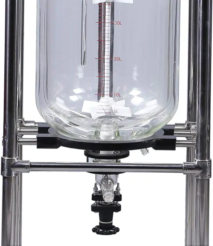 Vista 7 de HNZXIB Premium Lab - Reactor de vidrio con doble camisa 100L, 0-600 rpm (máximo 1300 rpm), agitación variable, par de 105.82 oz/cm, soporte