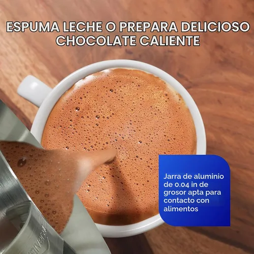 Vista 4 de Universal Chocolatera de 2.1 cuartos de galón/2 litros - Máquina de chocolate caliente de aluminio y jarra de espuma - Olleta Colombiana tradicional