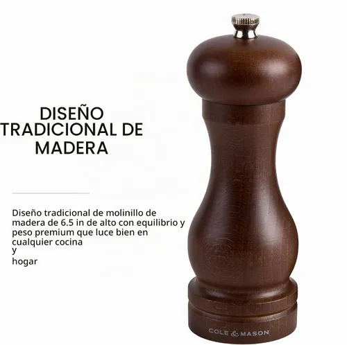 Vista 6 de Cole and Mason Forest Capstan molinillo de pimienta (12.5 pulgadas) de madera de haya oscura, Sal, Salt