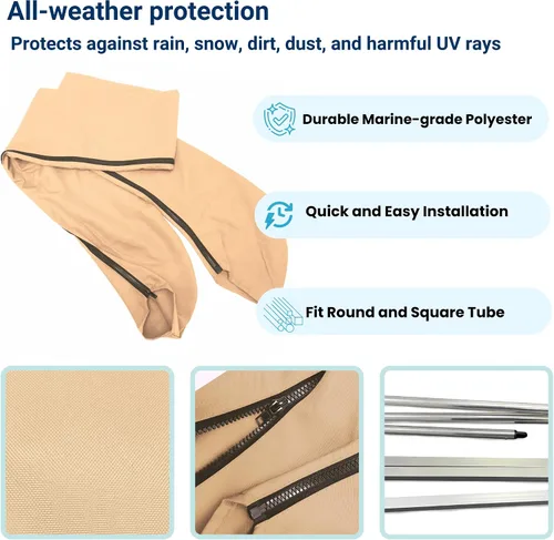 Vista 2 de Savvycraft - Funda de almacenamiento de toldo Bimini, de 54 a 60 pulgadas de ancho, color beige, impermeable, con protección UV, reemplazo de toldo
