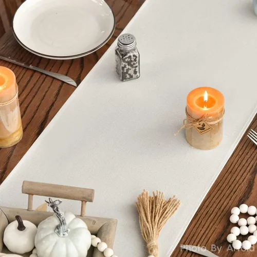 Vista 7 de Artoid Mode Aqua Hello - Camino de mesa de otoño con hojas de calabaza, decoración de mesa de comedor de cocina de otoño de temporada