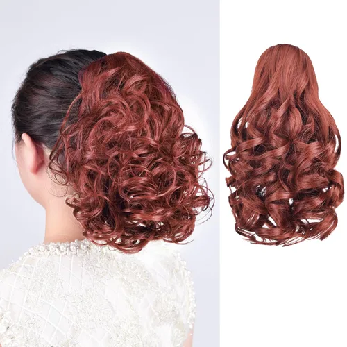Vista 19 de Extensión de cola de caballo, 2 piezas, extensiones de cola de caballo negras de 22 pulgadas, extensiones de cabello sintético con clip de cola