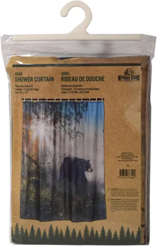 Vista 7 de Rivers Edge Products Cortina de ducha de baño, 70 x 72 pulgadas, cortina de baño única con ganchos, impresión con licencia de arte de la naturaleza