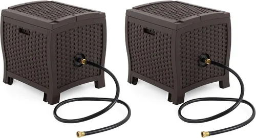 Vista 9 de Suncast caja con carrete para manguera de 175 pies de resina, color café, Marrón mocha