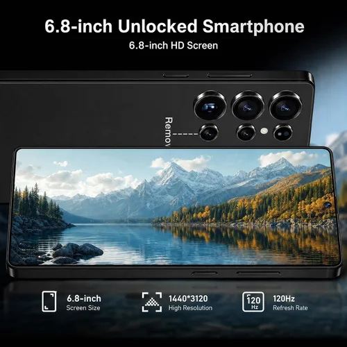 Vista 4 de C24 Ultra Unlocked Phones,256GB+8GB Cell Phone,6800mAh Smartphone (Black)