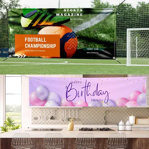 Vista 7 de BillyPrint Cartel de vinilo personalizado de doble cara con foto o texto personalizado para cumpleaños en interiores, negocios, graduación, fiestas