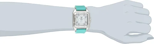 Vista 2 de Reloj de pulsera con bisel de cristal cuadrado y esfera de números romanos y correa de goma ajustable para mujer
