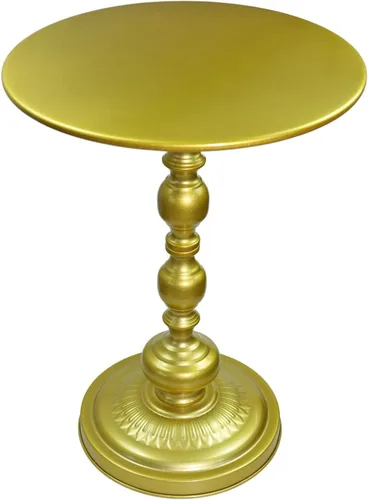 Vista 10 de Benkyo Mesa auxiliar redonda negra moderna de metal con pedestal para sala de estar, dormitorio, color negro