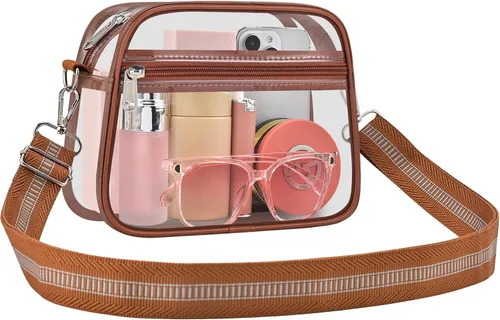 Vista 5 de Bolsa transparente para eventos de estadio, bolsa transparente para mujer, bolsa cruzada, correa de hombro ajustable para conciertos, deportes