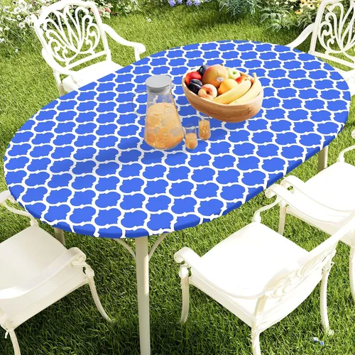 Vista 62 de Smiry Mantel redondo de pícnic, fundas de mesa elásticas impermeables para mesas de 18 a 24 pulgadas, manteles de vinilo con parte trasera