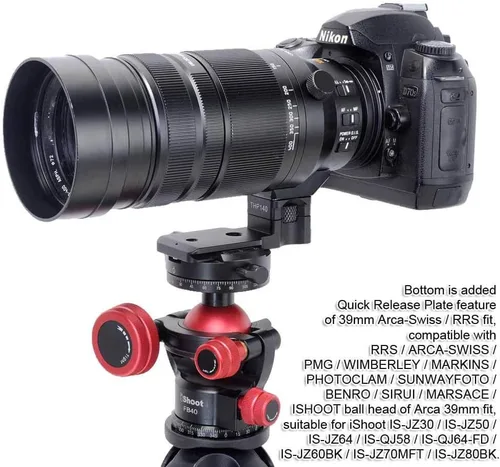 Vista 5 de iShoot Soporte de metal para lentes de soporte, soporte de trípode para base de anillo compatible con Panasonic Leica DG Vario-Elmar 3.937-15.748 in