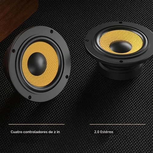 Vista 8 de Altavoz de barra de sonido portátil Bluetooth 5.3 de madera retro, estéreo de 20 W 2.0 con refuerzo de graves, emparejamiento TWS, radio
