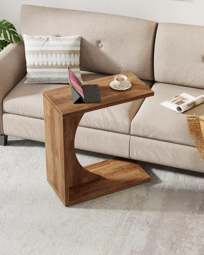 Vista 16 de Tribesigns - Mesa auxiliar en forma de C para sofá, mesa lateral para sofá, mesa en forma de C para espacios pequeños, sala de estar, dormitorio