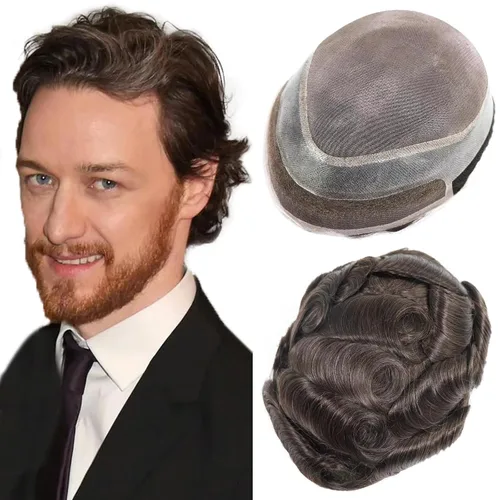 Vista 10 de HAPPY&CC Pieza del sistema de cabello humano Toupee para hombre Mono Lace #1 Negro Azabache