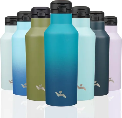 Vista 32 de Konokyo - Botella de agua aislada con popote, 25 onzas, doble pared de acero inoxidable al vacío con 2 tapas, cielo