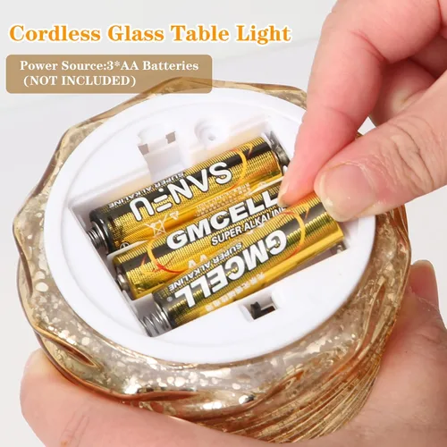 Vista 3 de Decoraciones de árbol de Navidad de vidrio para interiores, luz LED de mercurio decorativa de mesa para chimenea y hogar, luces nocturnas