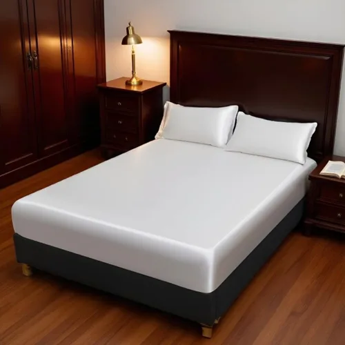 Vista 4 de Juwenin Home Juego de sábanas bajeras de satén sedoso de 2 piezas, suave y cómodo, para dormitorio, habitación de invitados