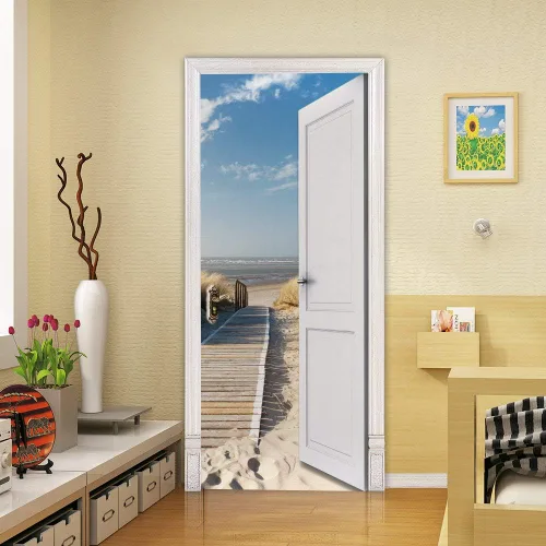 Vista 88 de Calcomanías 3D para puerta, murales para despegar y pegar, papel tapiz de caballo, calcomanías autoadhesivas extraíbles de PVC, impermeable, póster