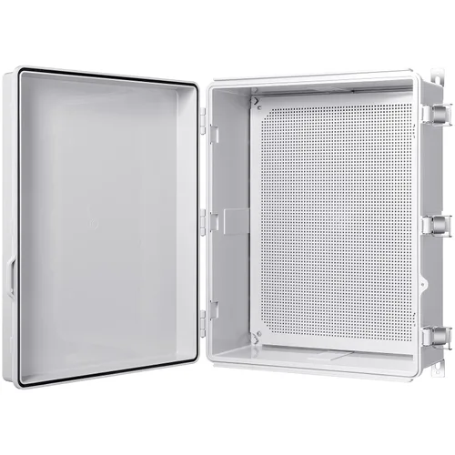 Vista 23 de Caja de conexiones Gratury, carcasa de plástico impermeable IP67 para proyectos eléctricos, cubierta con bisagras gris, incluye placa de montaje