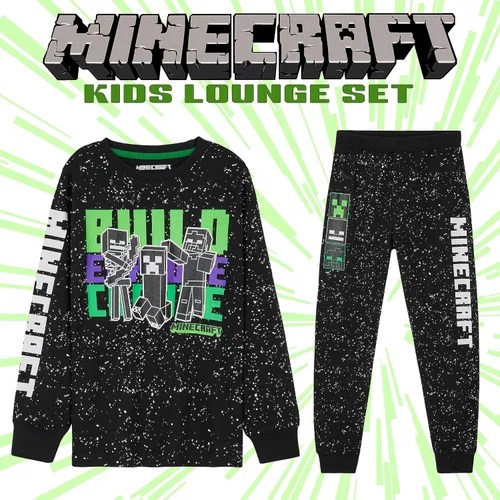 Vista 6 de Minecraft Conjunto de pijama para niños, ropa de descanso, camiseta larga o camiseta y pantalones para adolescentes, pijamas para niños de 5 a 14