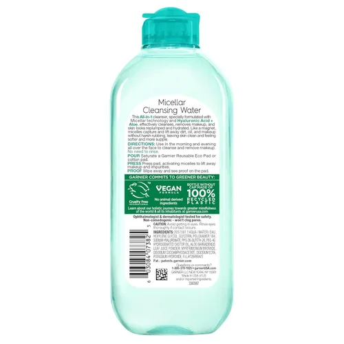 Vista 7 de Garnier Agua micelar con ácido hialurónico, limpiador facial y removedor de maquillaje, hidratante y relleno, para todo tipo de piel, vegano, libre