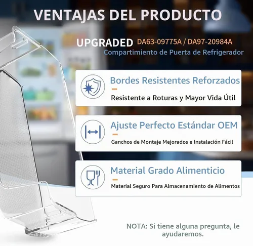 Vista 5 de Contenedor para puerta de refrigerador DA63-09775A DA97-20984A actualizado