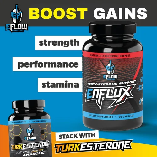 Vista 4 de eFlow Nutrition Enflux Natural T Support con KSM-66 Ashwagandha - Suplemento para apoyar la masa corporal magra para hombres y mujeres - Fenogreco